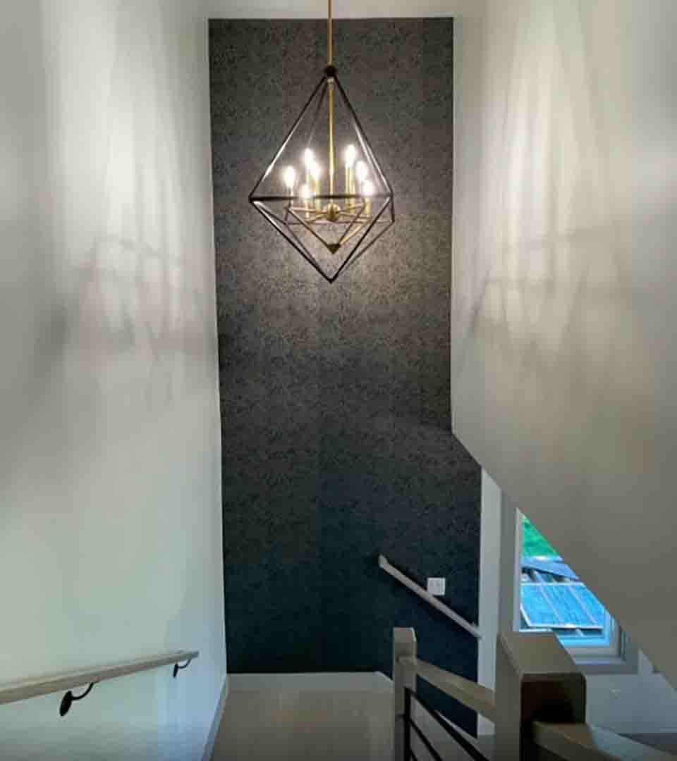 Accent wall design in a stairwell, Littleton, Colorado