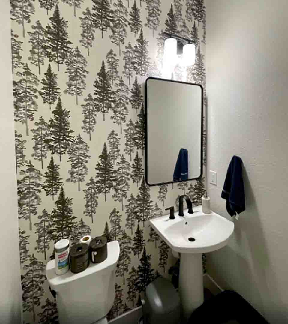 Accent wall installation in a bathroom, Aurora, Colorado