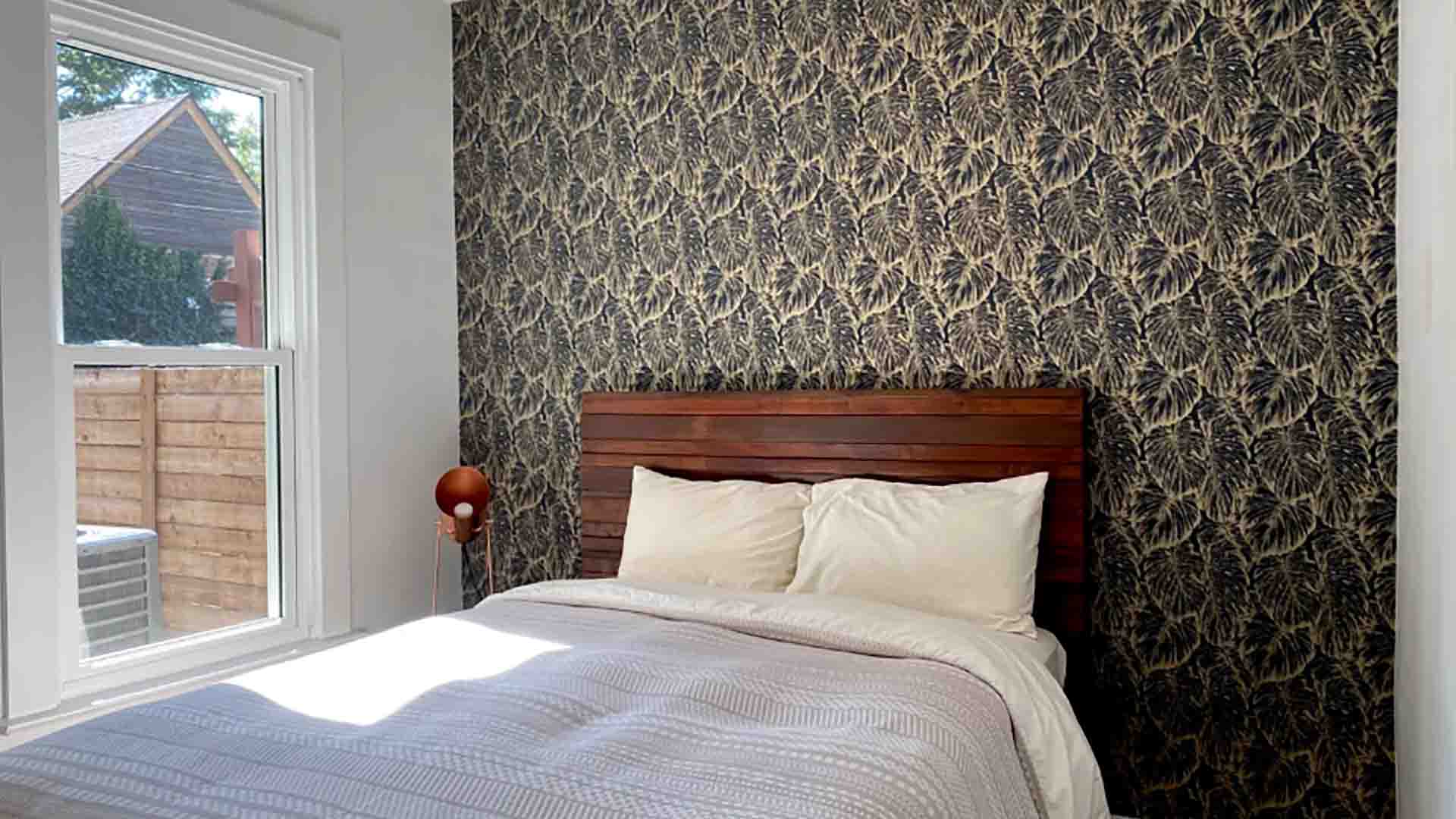 Accent wall installation in a bedroom, Castle Pines, Colorado