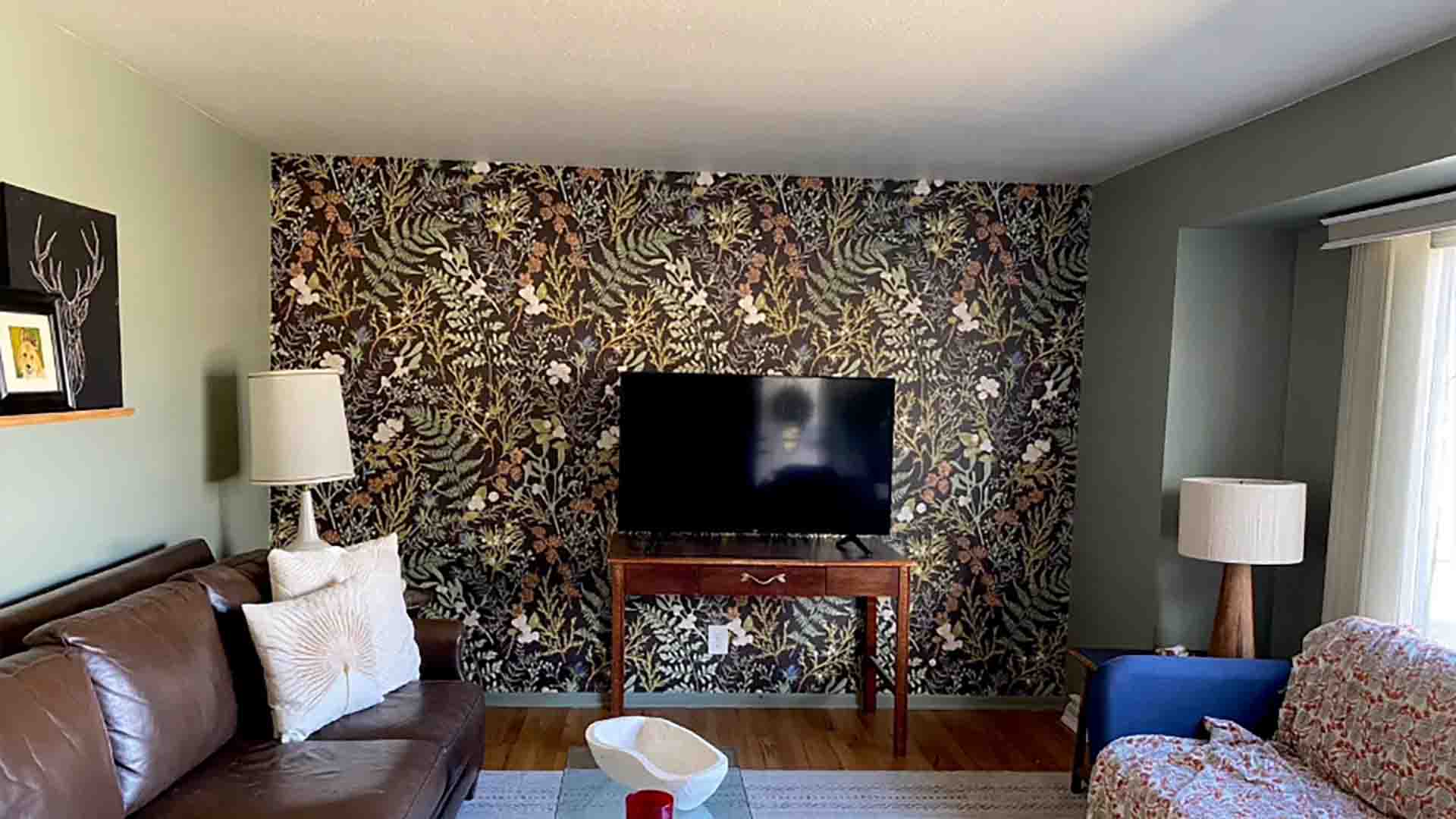 Accent wall installation in a living room, Denver, Colorado