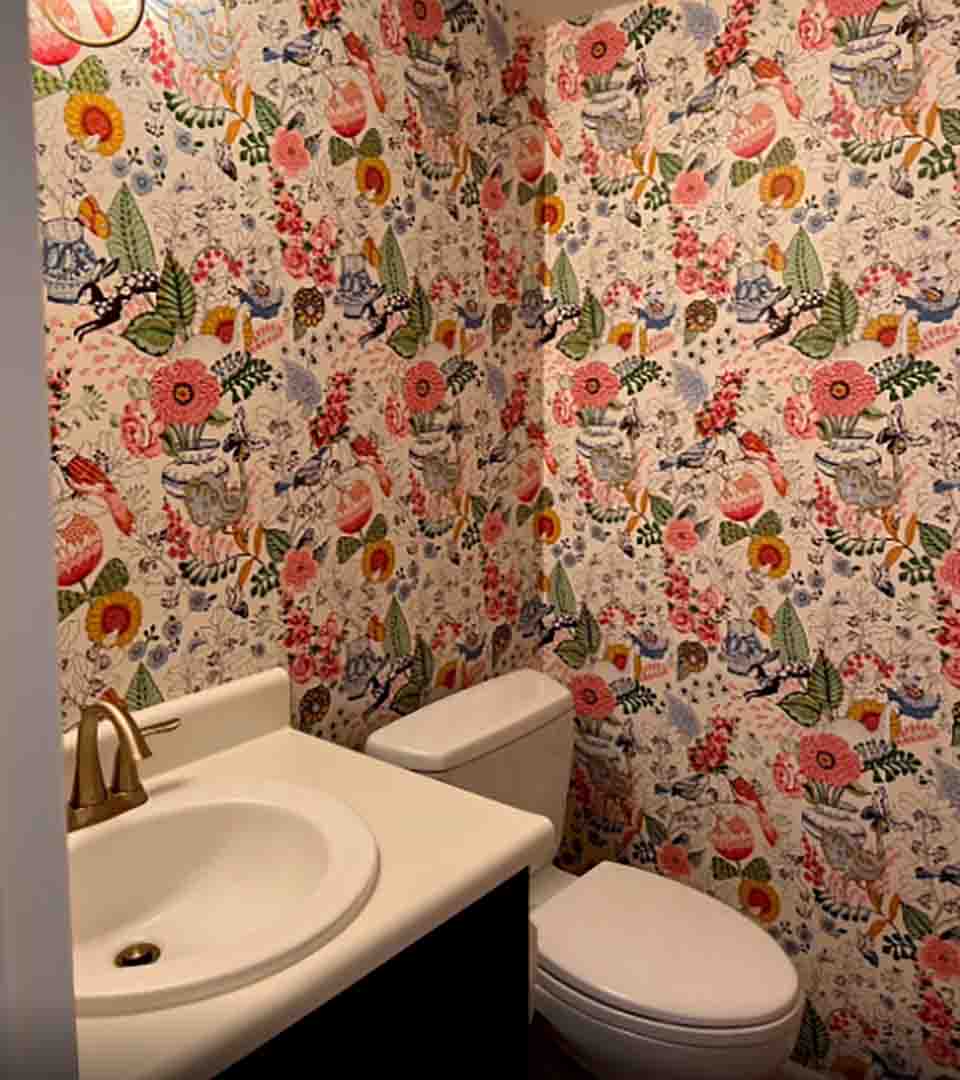Bathroom mural installation with seamless alignment across all walls, Littleton, Colorado