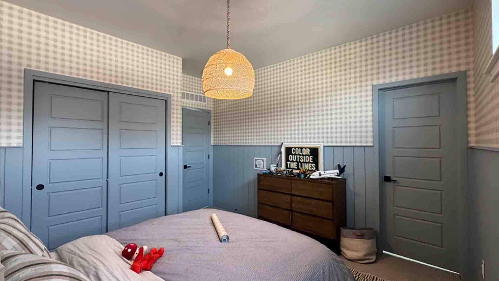 Bedroom wallpaper installation with precise alignment, Northglenn, Colorado