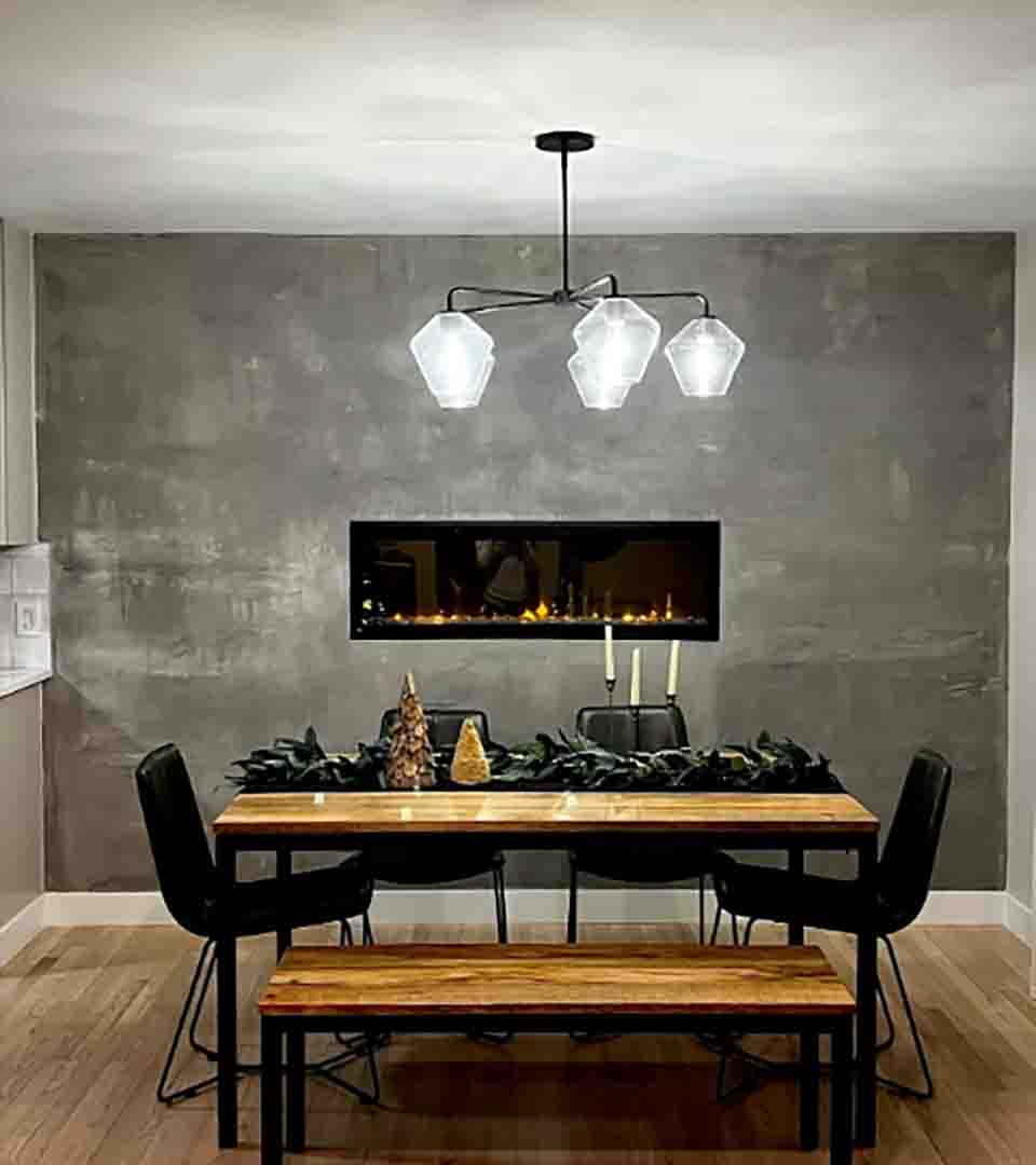 Concrete-look decorative plaster finish in a modern interior, Denver, Colorado