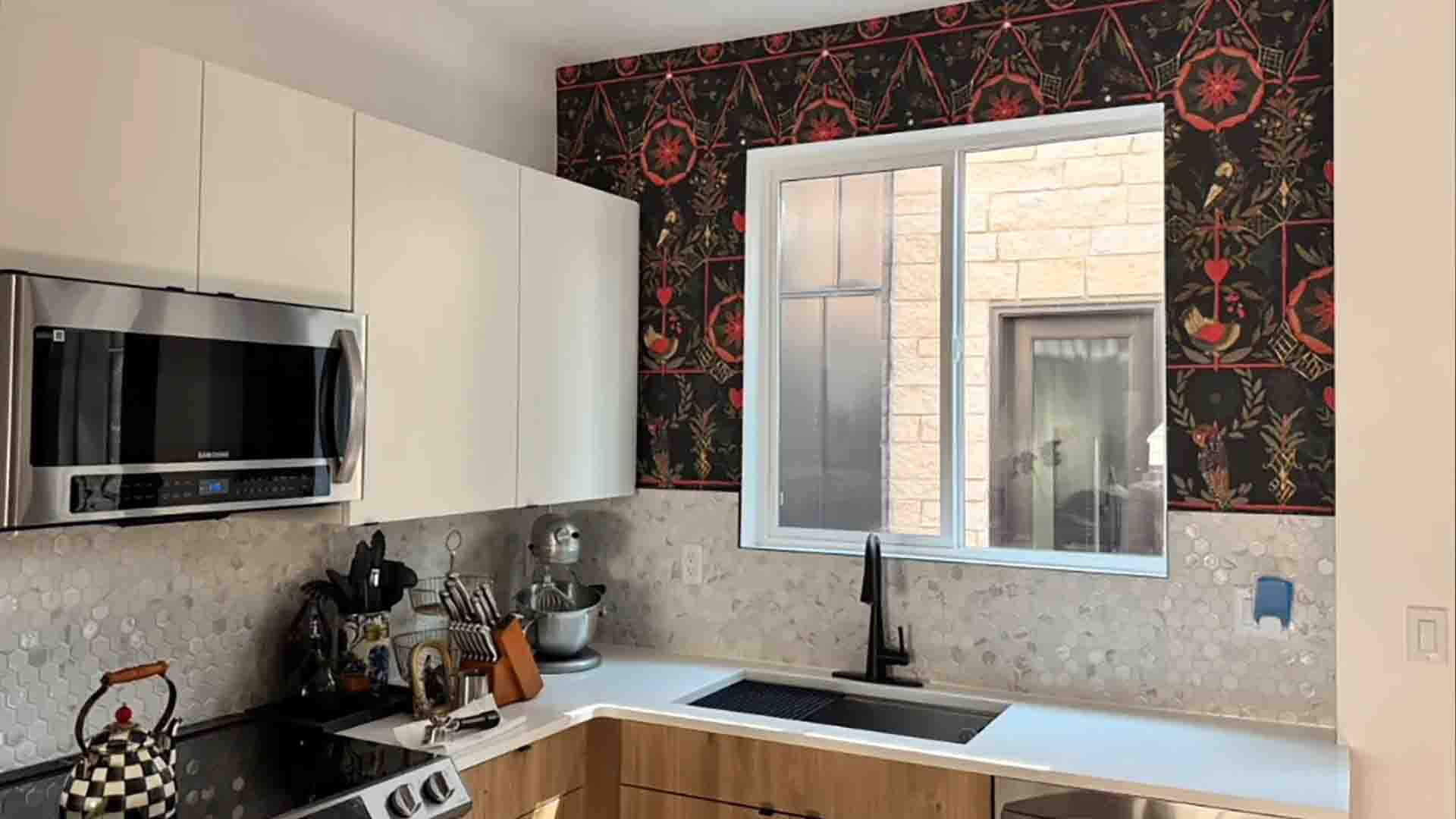 Custom accent wall in a kitchen, Arvada, Colorado