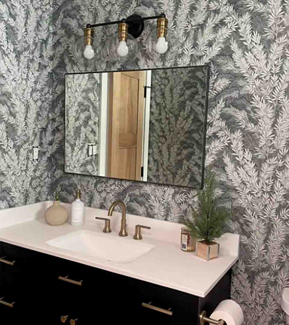 Custom accent wall in a powder room, Commerce City, Colorado