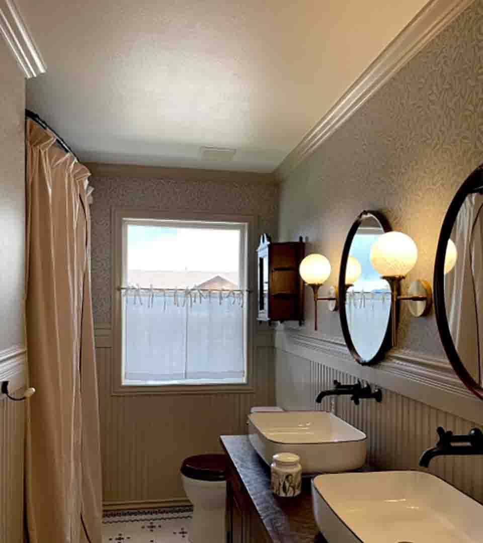 Custom vinyl wallpaper in a bathroom, Lone Tree, Colorado