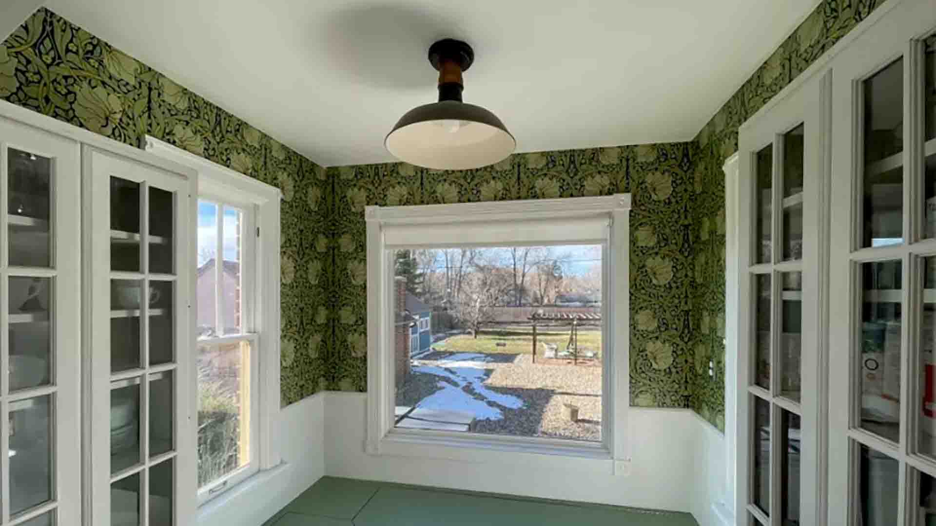 Custom wallpaper installation in a dining space, Broomfield, Colorado