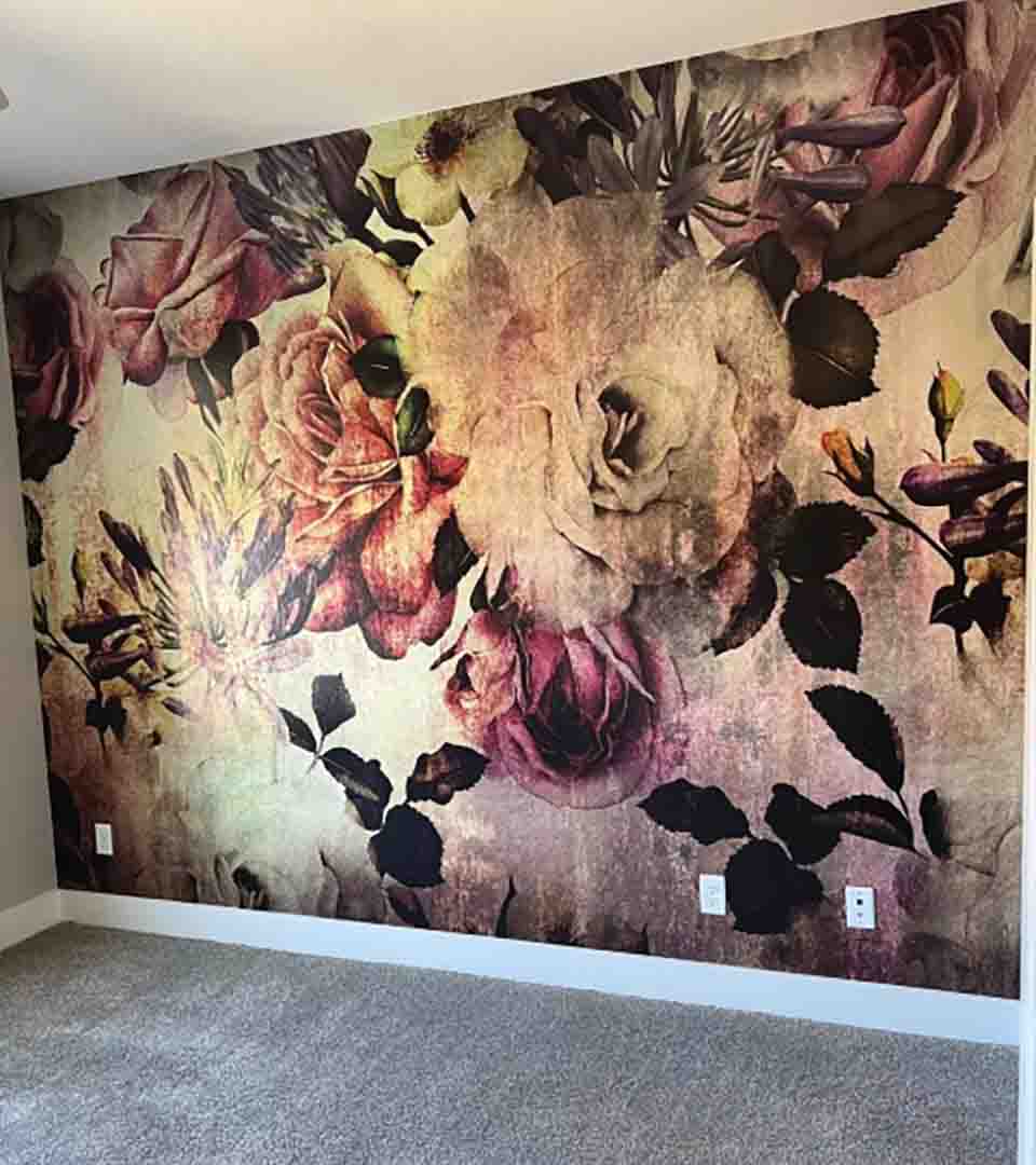 Refined accent wall in a bedroom space, Edgewater, Colorado