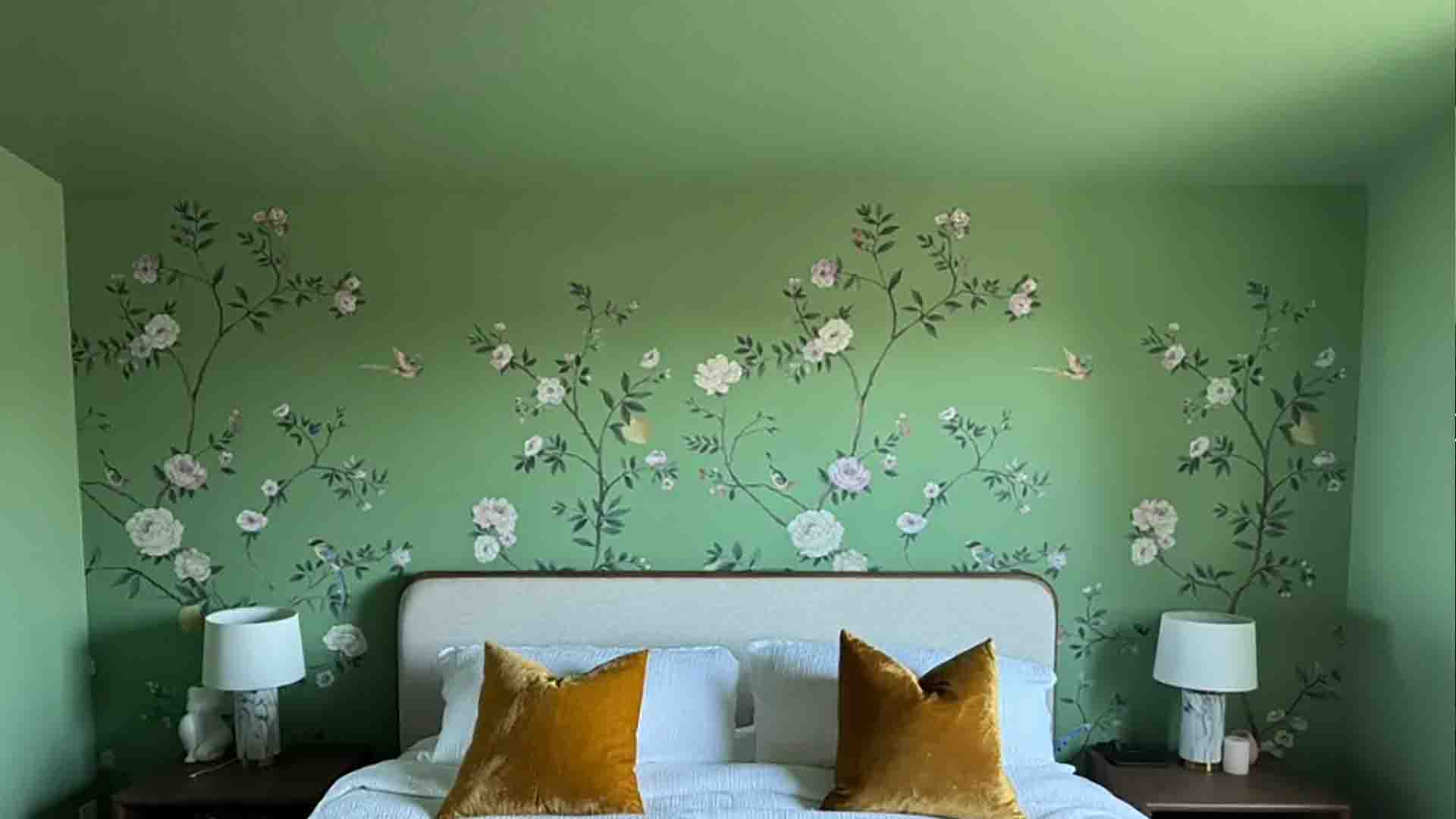 Refined accent wall in a bedroom space, Parker, Colorado