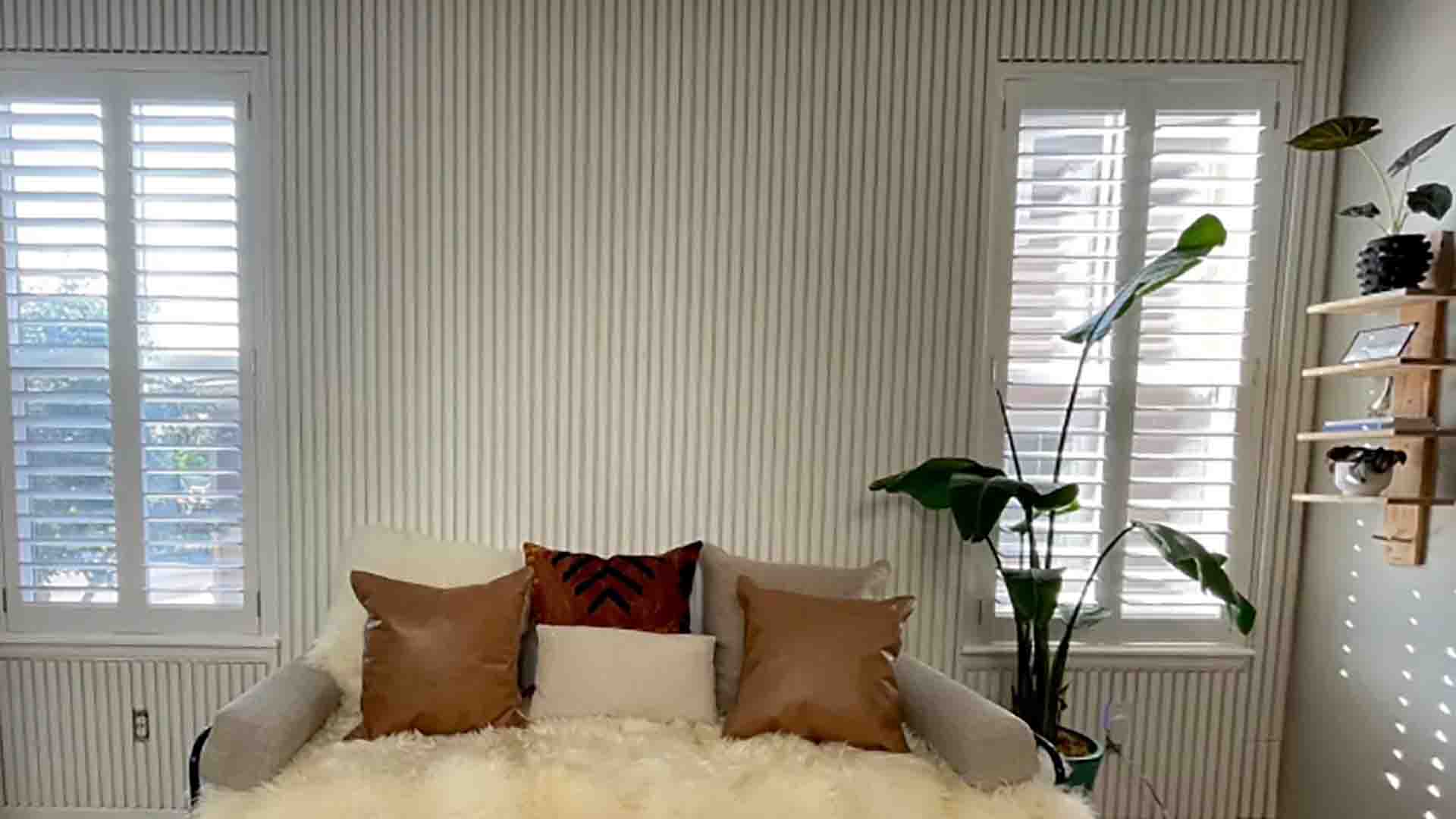 Vertical wood slat wall installation, Denver, Colorado