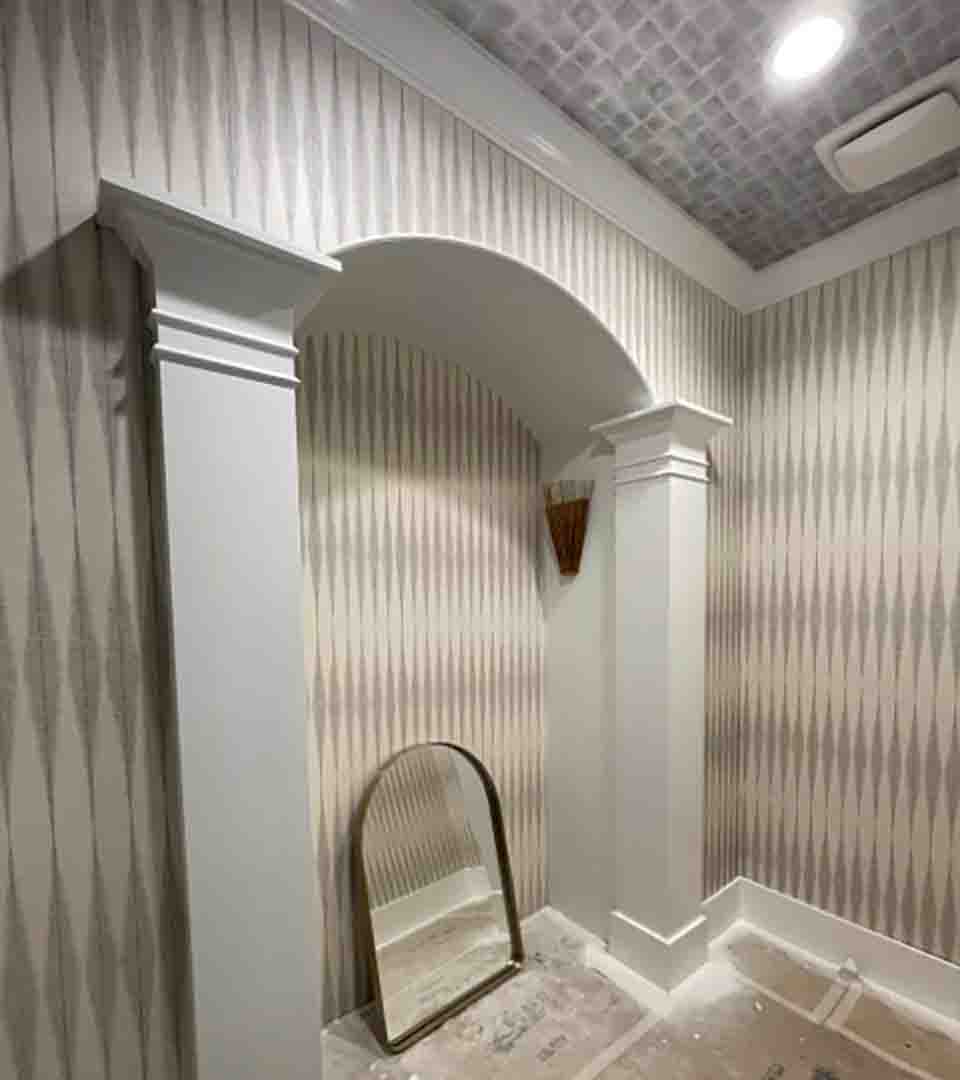Wallpaper installation in a bathroom, Centennial, Colorado