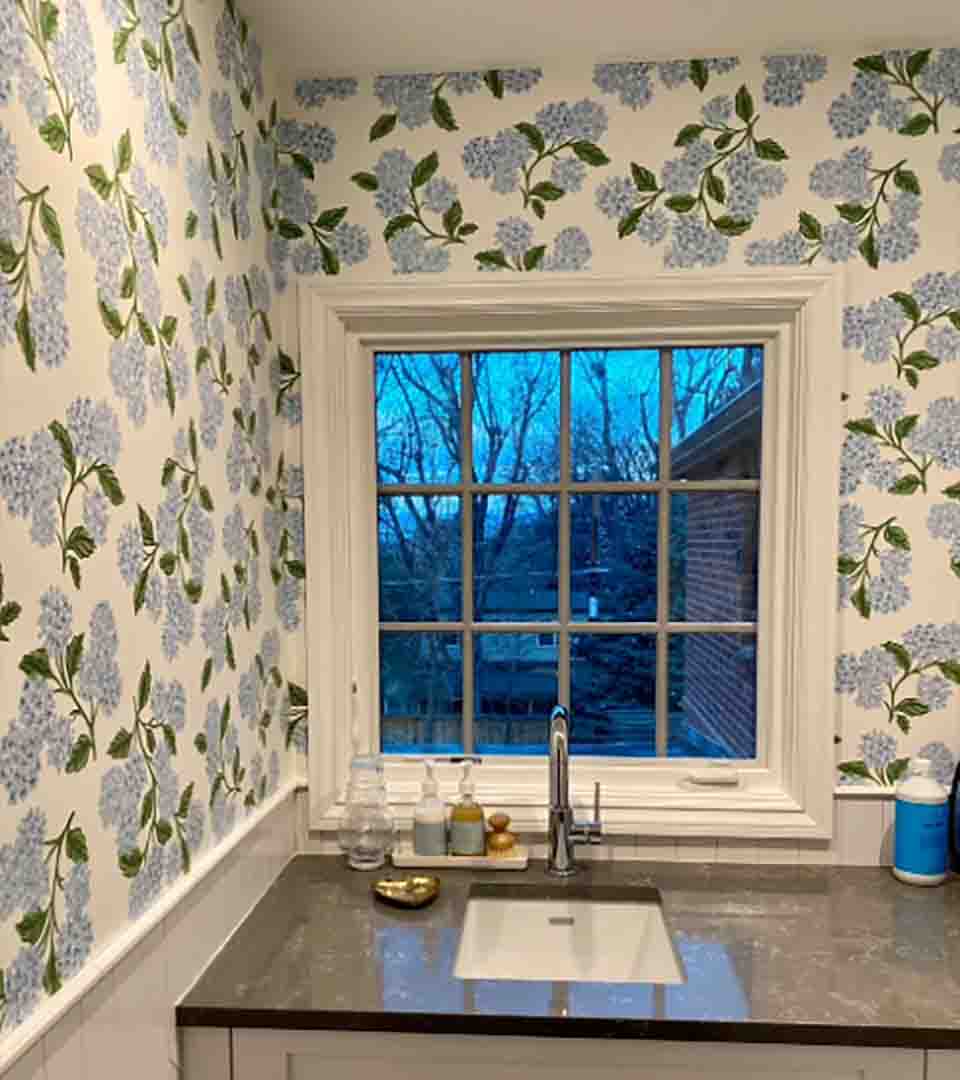 Wallpaper installation in a kitchen, Wheat Ridge, Colorado