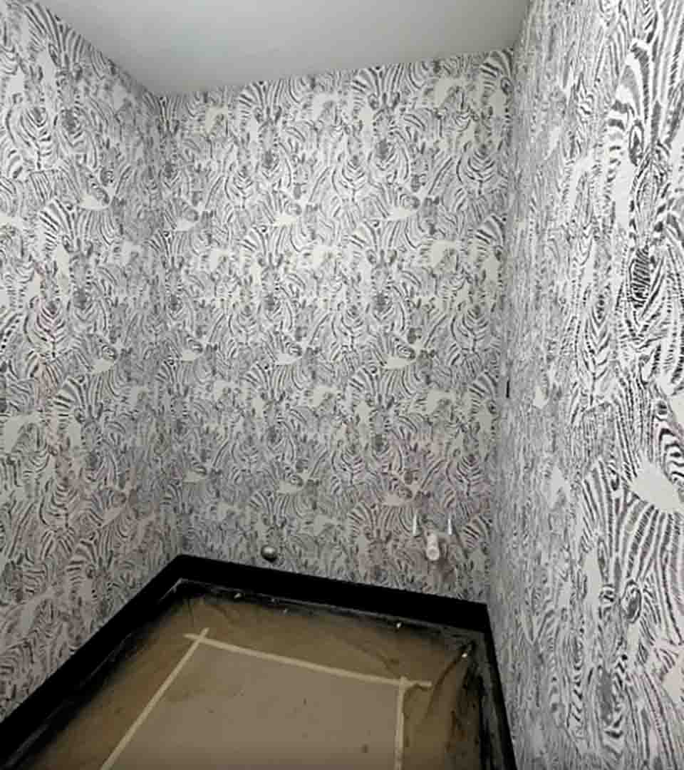 Wallpaper installation in a laundry room, Cherry Hills Village